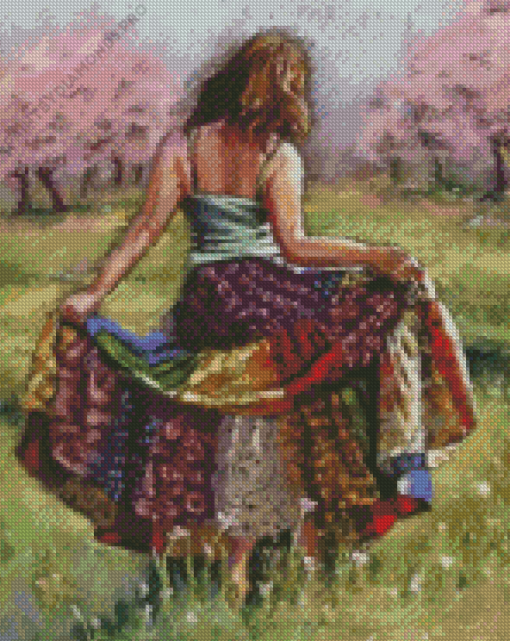 Hippie Girl Dancing Diamond Painting