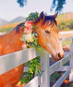 Horse With Flower Crown Diamond Painting