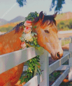 Horse With Flower Crown Diamond Painting