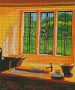 Kitchen Window View Diamond Painting