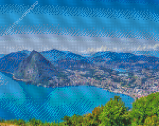 Lake Lugano And City Diamond Painting