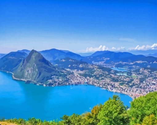 Lake Lugano And City Diamond Painting