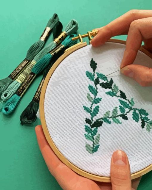 Leafy Cross Stitch Diamond Painting