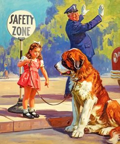 Little Girl And Dog Diamond Painting