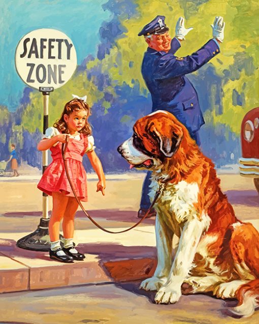 Little Girl And Dog Diamond Painting