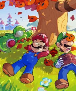 Luigi Yoshi And Super Mario Diamond Painting