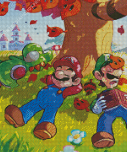 Luigi Yoshi And Super Mario Diamond Painting