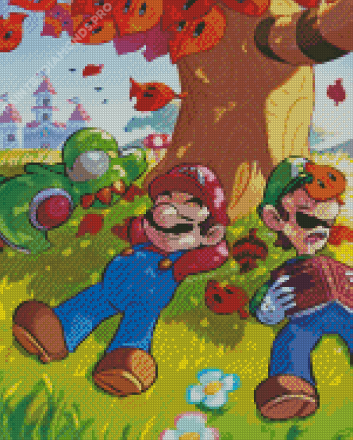 Luigi Yoshi And Super Mario Diamond Painting