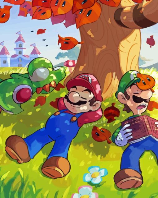 Luigi Yoshi And Super Mario Diamond Painting