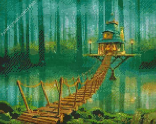 Magical Forest House Diamond Painting