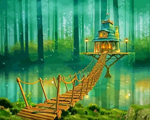 Magical Forest House Diamond Painting