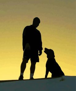 Man And Dog Silhouette Diamond Painting