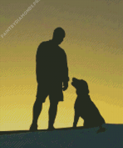 Man And Dog Silhouette Diamond Painting