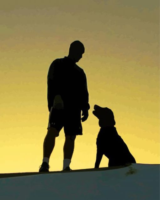 Man And Dog Silhouette Diamond Painting