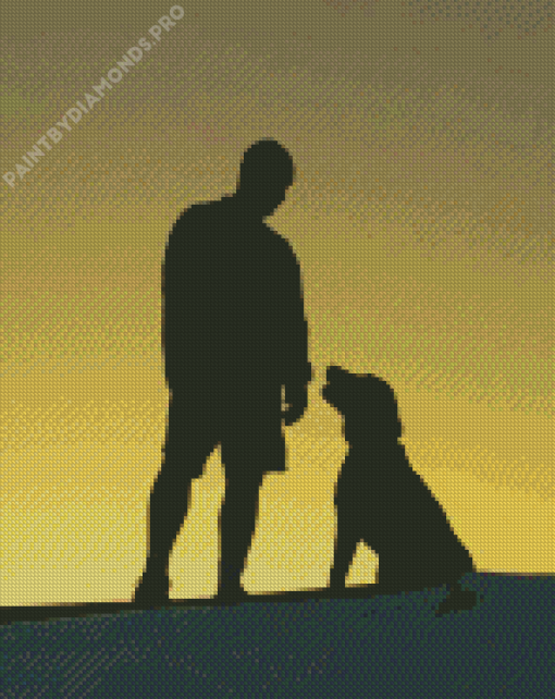 Man And Dog Silhouette Diamond Painting