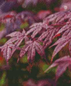 Maroon Shrubs Leaves Diamond Painting