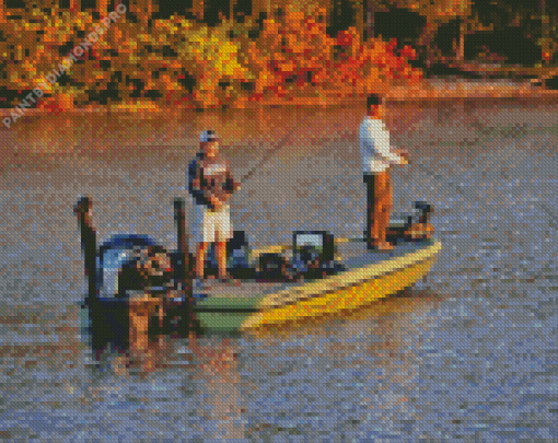 Men On Bass Boat Diamond Painting