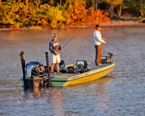 Men On Bass Boat Diamond Painting