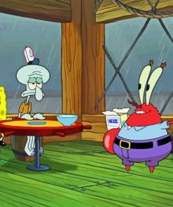 Mr Krabs With Spongebob And Squidward Diamond Painting