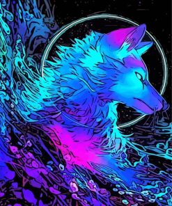 Neon Wolf Art Diamond Painting