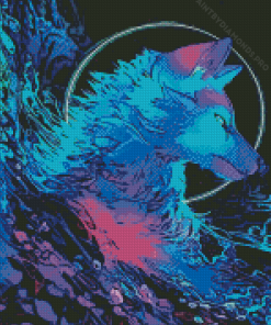 Neon Wolf Art Diamond Painting