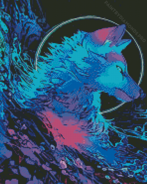 Neon Wolf Art Diamond Painting