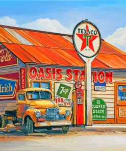 Old Gas Station Diamond Painting