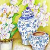 Orchid With Chinese Vase Diamond Painting