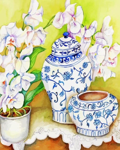 Orchid With Chinese Vase Diamond Painting