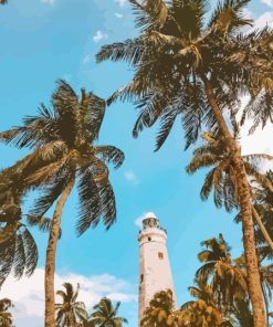 Palm Trees With Lighthouse Diamond Painting