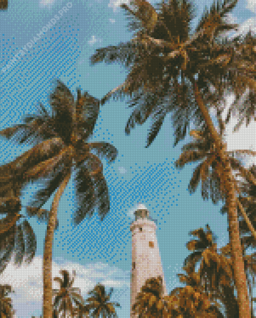 Palm Trees With Lighthouse Diamond Painting