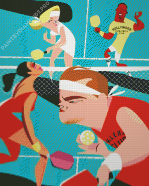 Pickleball Illustration Diamond Painting