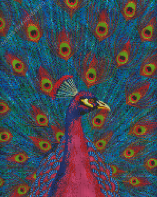 Pink Peacocks Bird Diamond Painting