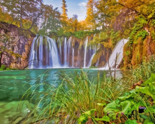 Plitvice Waterfall Diamond Painting