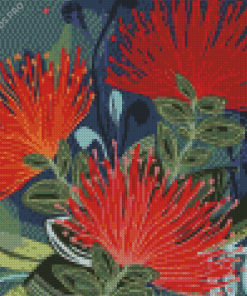 Pohutukawa Flower Illustration Diamond Painting