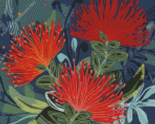 Pohutukawa Flower Illustration Diamond Painting