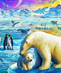 Polar Bears And Penguins Diamond Painting