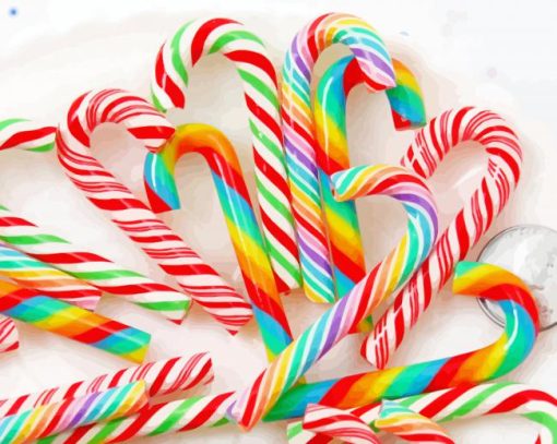 Rainbow Candy Canes Diamond Painting