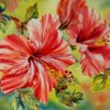 Red White Hibiscus Diamond Painting