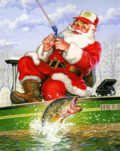 Santa Fishing Diamond Painting