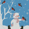 Snowman With Birds Diamond Painting