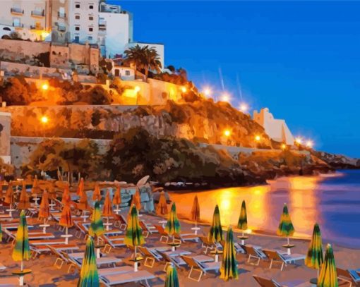 Sperlonga Beach At Night Diamond Painting