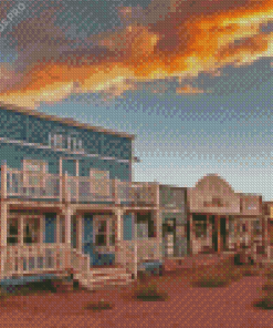 Sunset At Western Town Diamond Painting