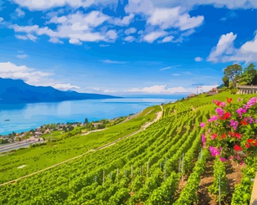 Vevey Lavaux Vineyard Diamond Painting