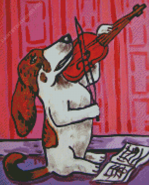 Violinist Dog Art Diamond Painting