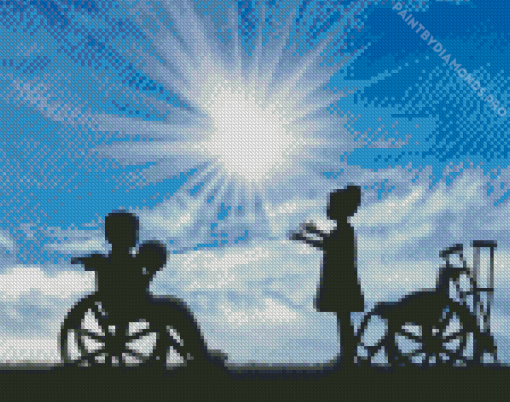 Wheel Chair Boy Diamond Painting