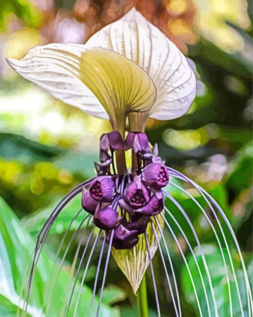 White Bat Flowers Diamond Painting