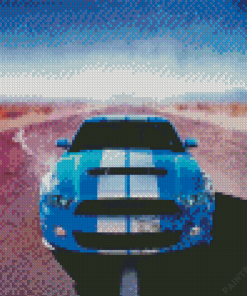 White And Blue Mustang Diamond Painting