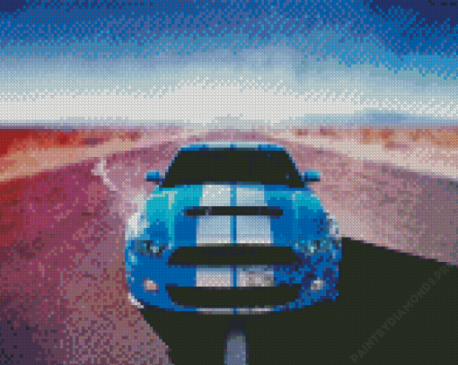 White And Blue Mustang Diamond Painting