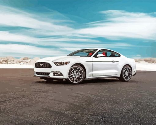 White Ford Mustang Diamond Painting